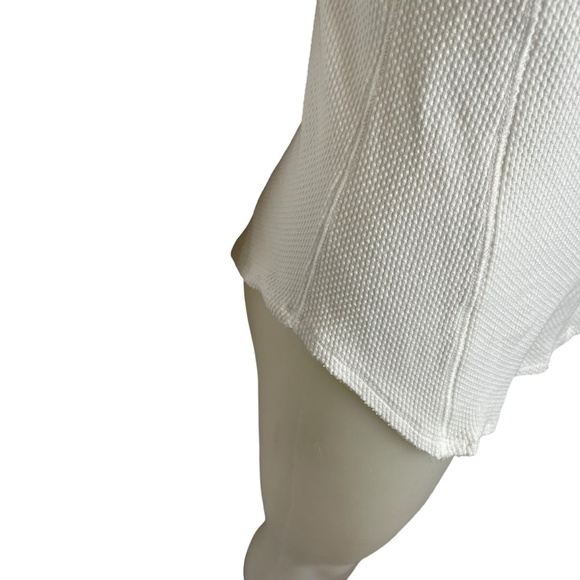 Waffle Knit White Long Sleeve Top With Boho Pattern On Sleeve - Picture 7 of 15